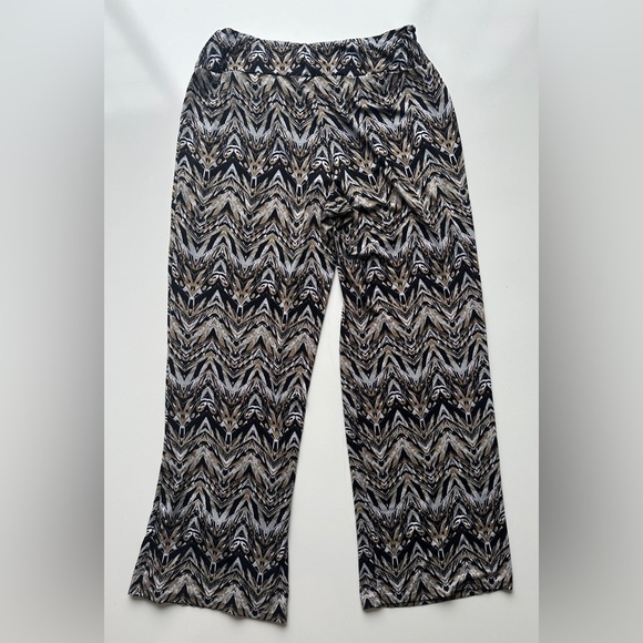 Robert Louis Black Brown Bold Pattern Flowy Wide Leg Stretch Pants Women’s 1X - Picture 3 of 7